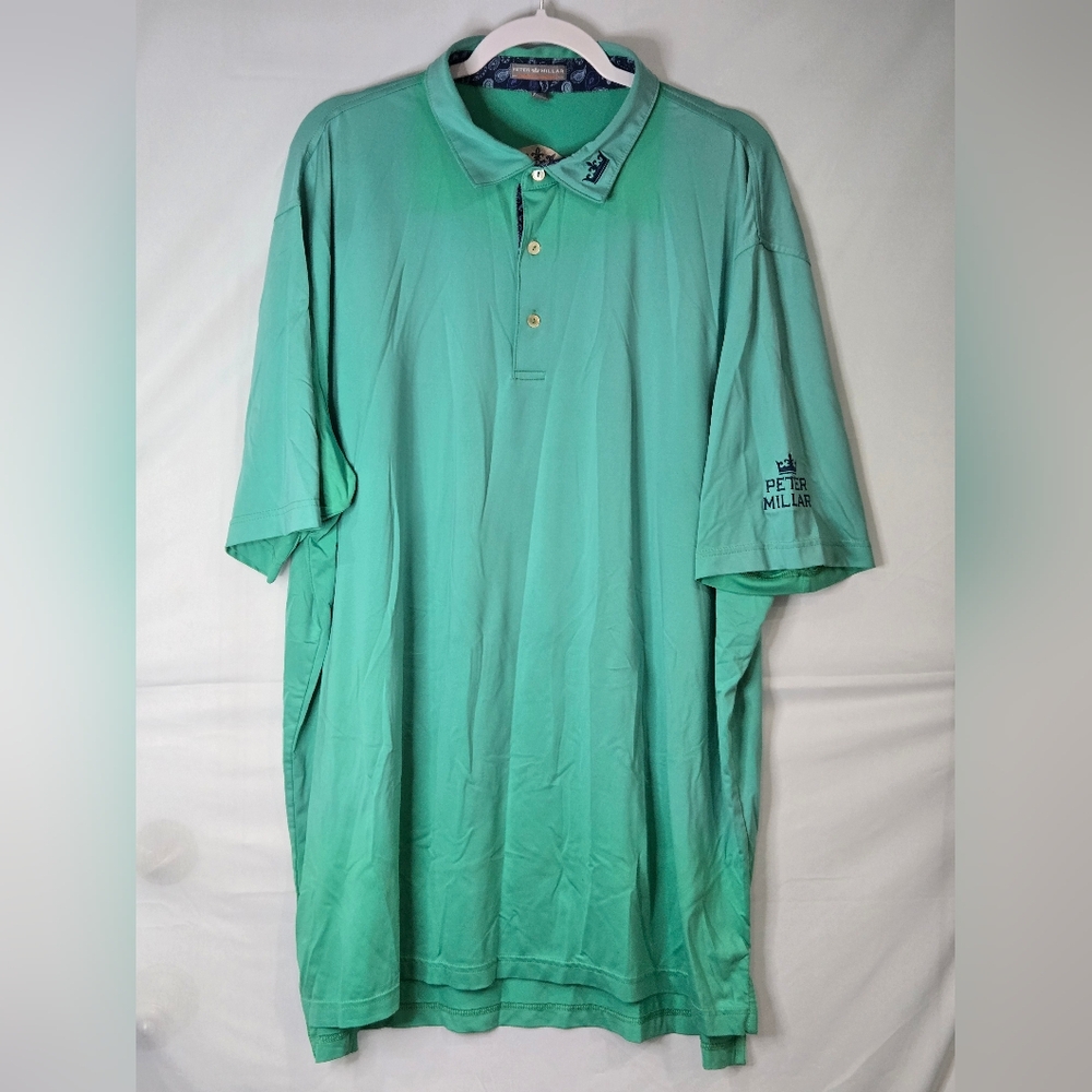 Peter Millar Mint Green Ombre Polo Golf Shirt for Men Size XXL